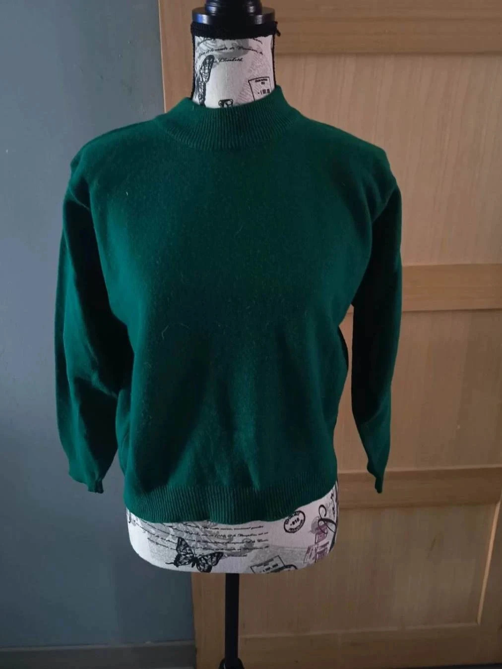 Pull vert bouteille, C&A, 100% laine vierge, T36/38